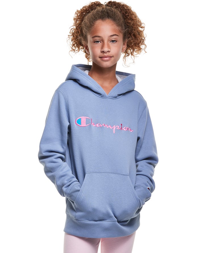 Champion Reverse Weave Embroidered Logo Hoodie Meisjes - Blauw - Belgie 9072PEKMJ